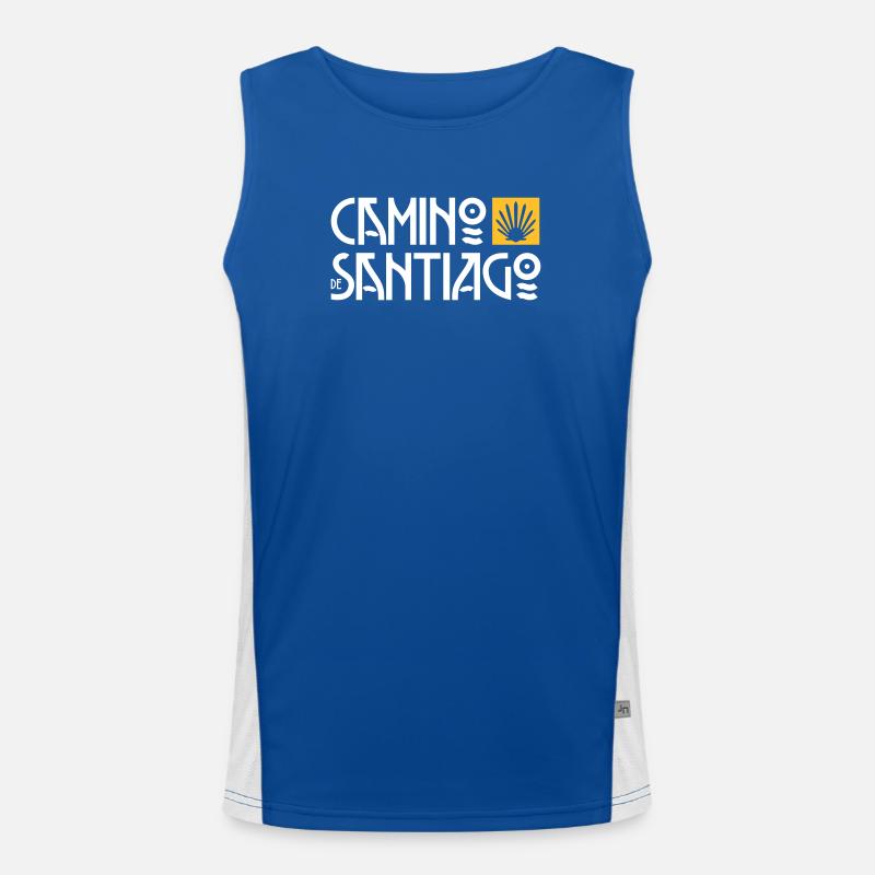 Camino de Santiago | Jakobsweg | Art Deco Typo Funktionelles Kontrast-Tank Top für Männer 