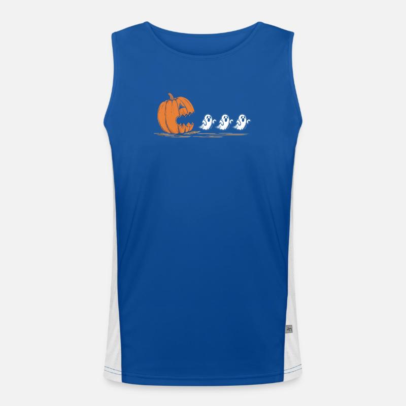 Cracking Pumpkin Ghost Parade - Men's Functional Contrast Tank Top  - royal/white