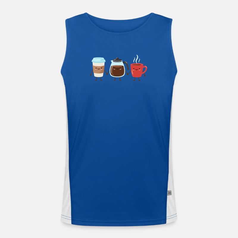 Lustiger Kaffee Cartoon Koffein Kunst Funktionelles Kontrast-Tank Top für Männer 