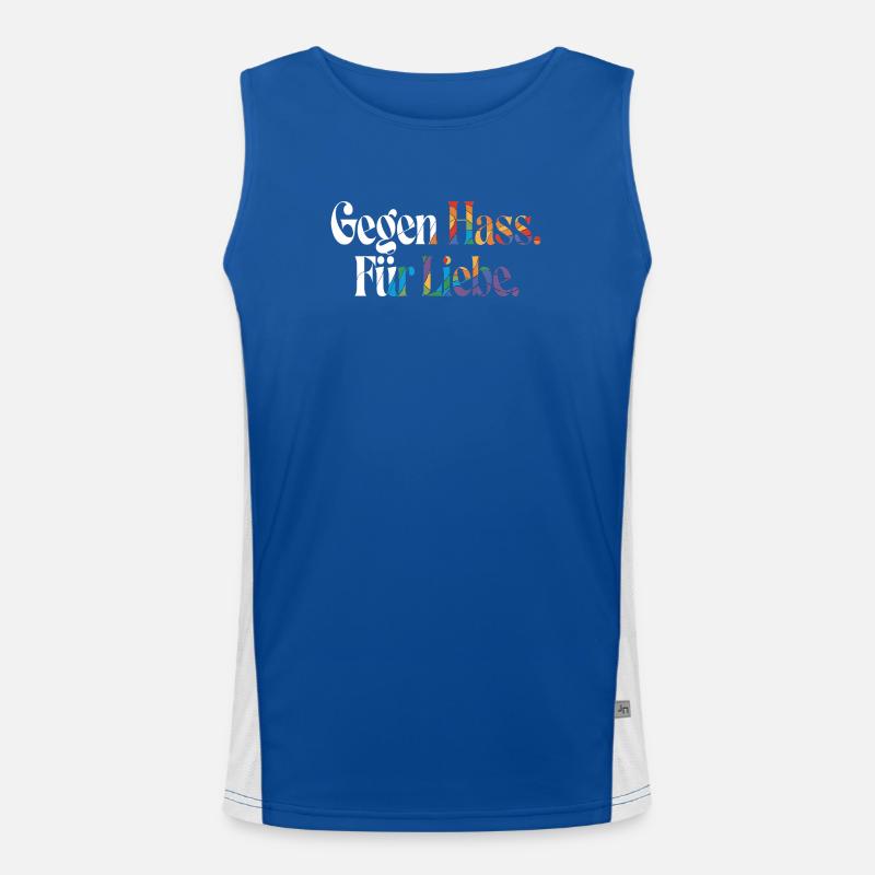 Liebe statt Hass Spruch Positivity Statement Funktionelles Kontrast-Tank Top für Männer 