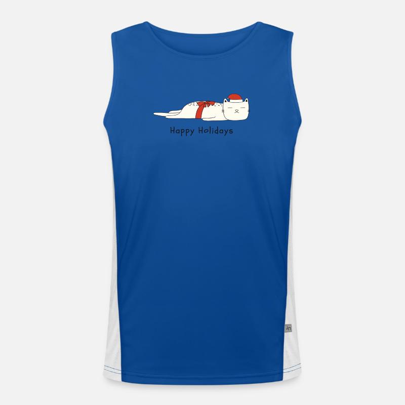 Funny cat Christmas Men's Functional Contrast Tank Top 