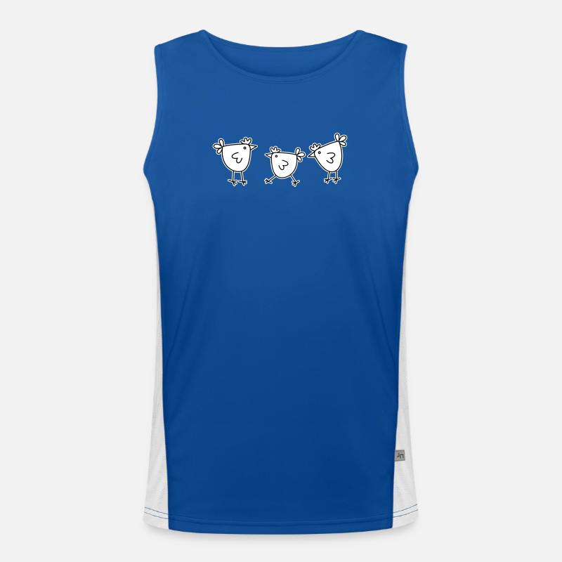 3 chickens hens feathered cattle - Men's Functional Contrast Tank Top  - royal/white