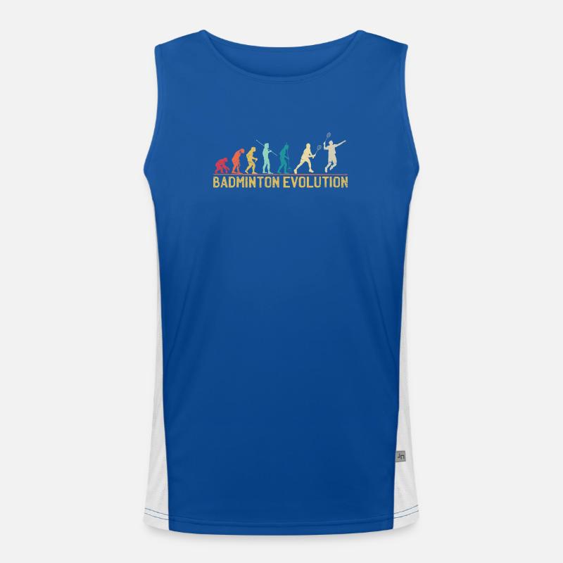 Badminton Evolution Timeline Design - Men's Functional Contrast Tank Top  - royal/white