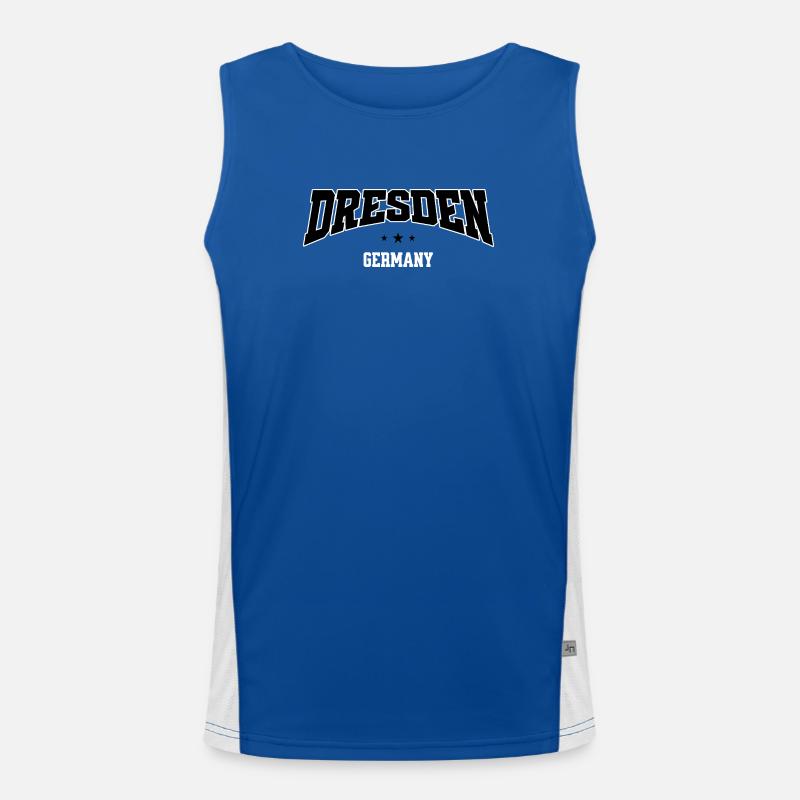 Dresden Germany College lettering black and white Men's Functional Contrast Tank Top 