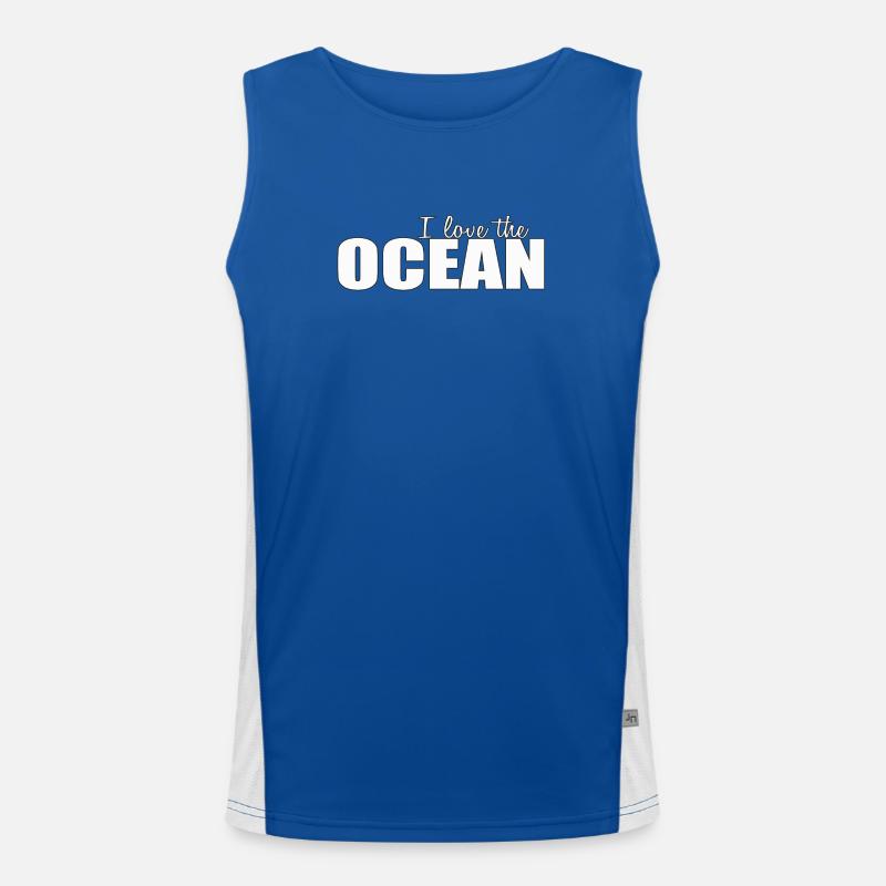 I LOVE THE OCEAN Funktionelles Kontrast-Tank Top für Männer 