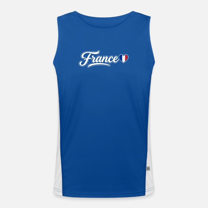 Script français avec cœur de drapeau Fan patriotique Débardeur respirant contrasté Homme 