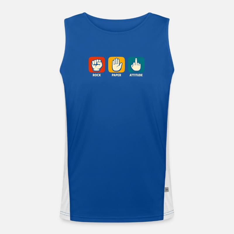 Sarkastische Stein-Papier-Einstellung Lustiger Sar Funktionelles Kontrast-Tank Top für Männer 