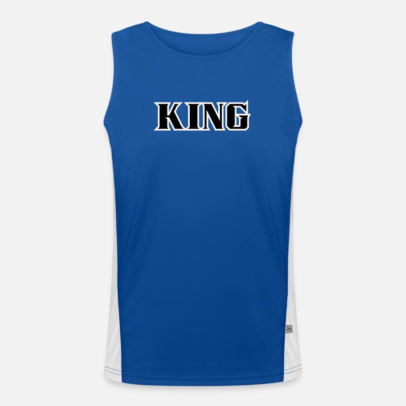 King Classic Text - Men's Functional Contrast Tank Top  - royal/white