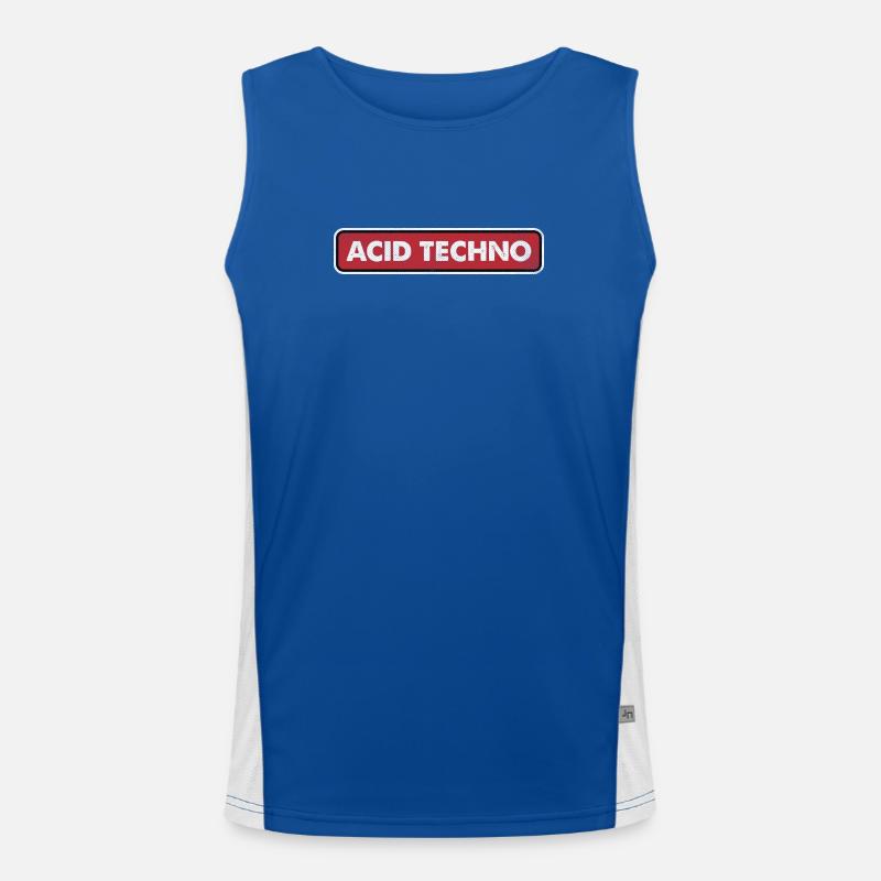 Acid Techno Neon Grid - Men's Functional Contrast Tank Top  - royal/white