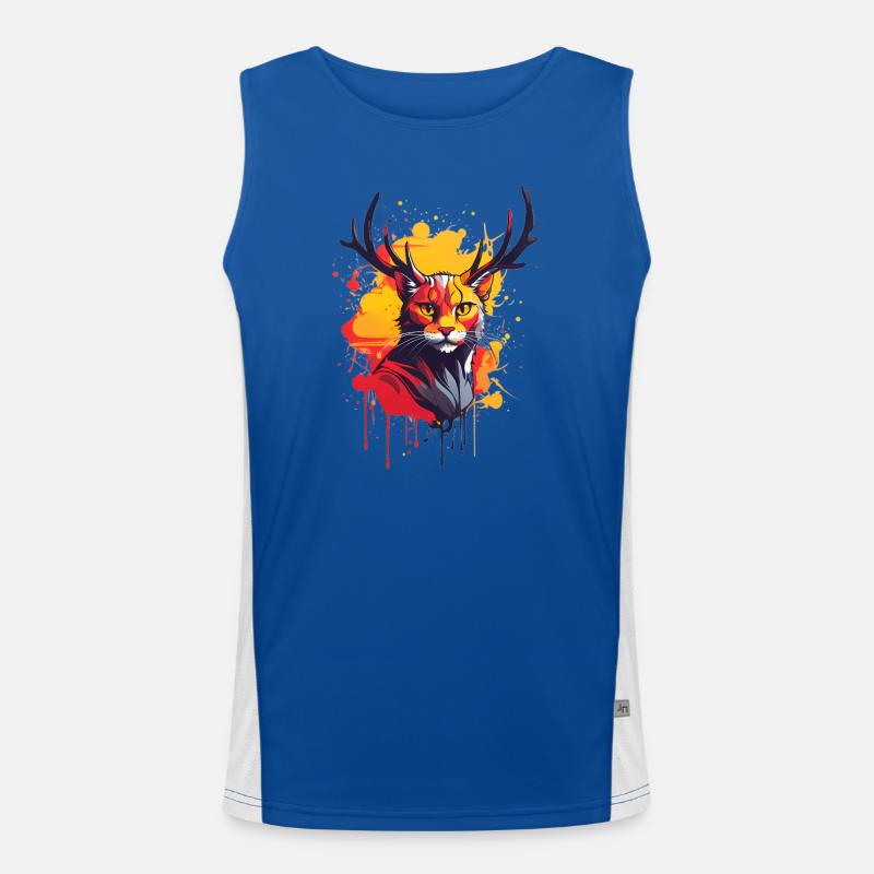 Cat with antlers Men's Functional Contrast Tank Top 