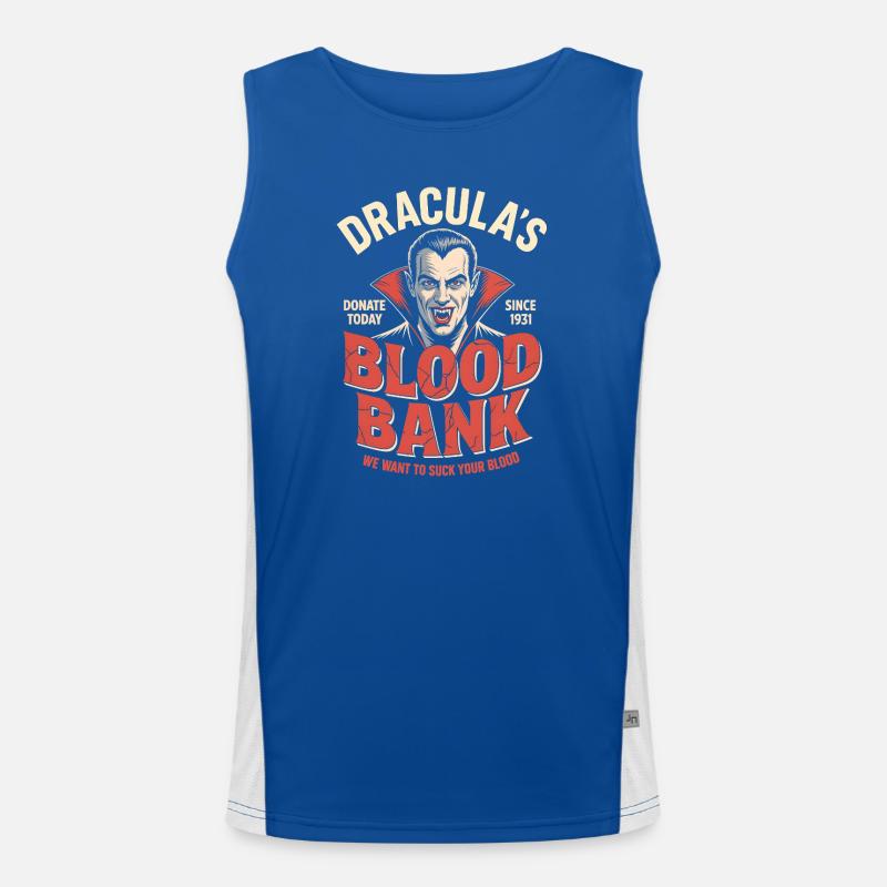 Dracula Blutbank Lustiger Vampir Halloween Funktionelles Kontrast-Tank Top für Männer 
