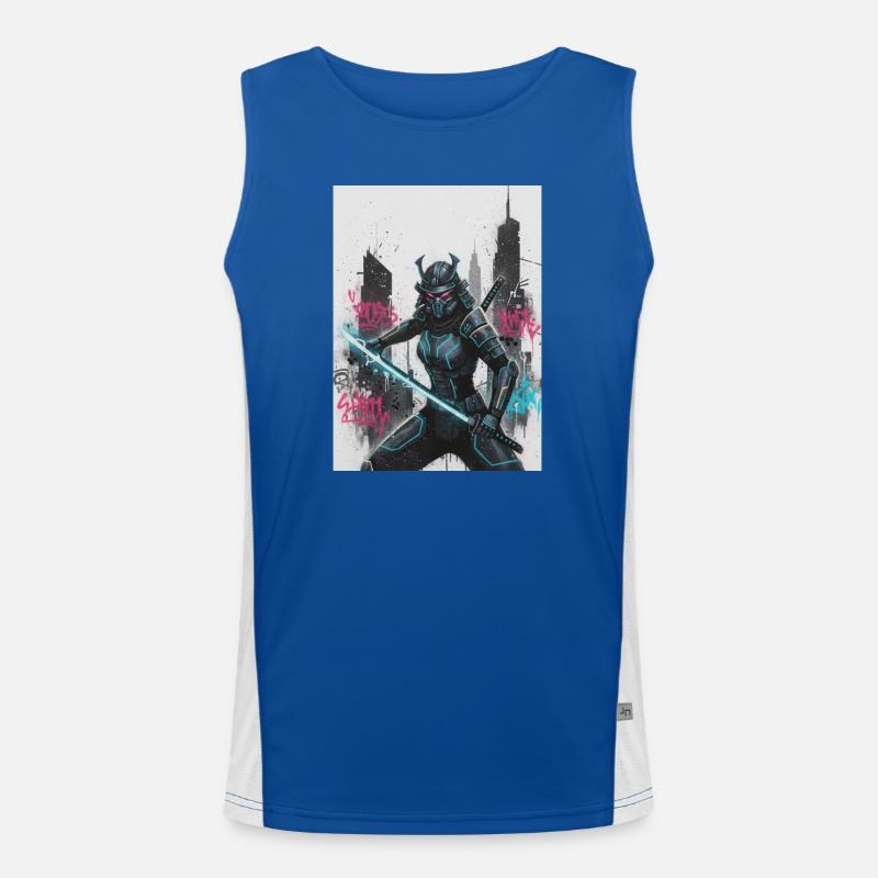 Cyber Samurai Neon Blade - Men's Functional Contrast Tank Top  - royal/white