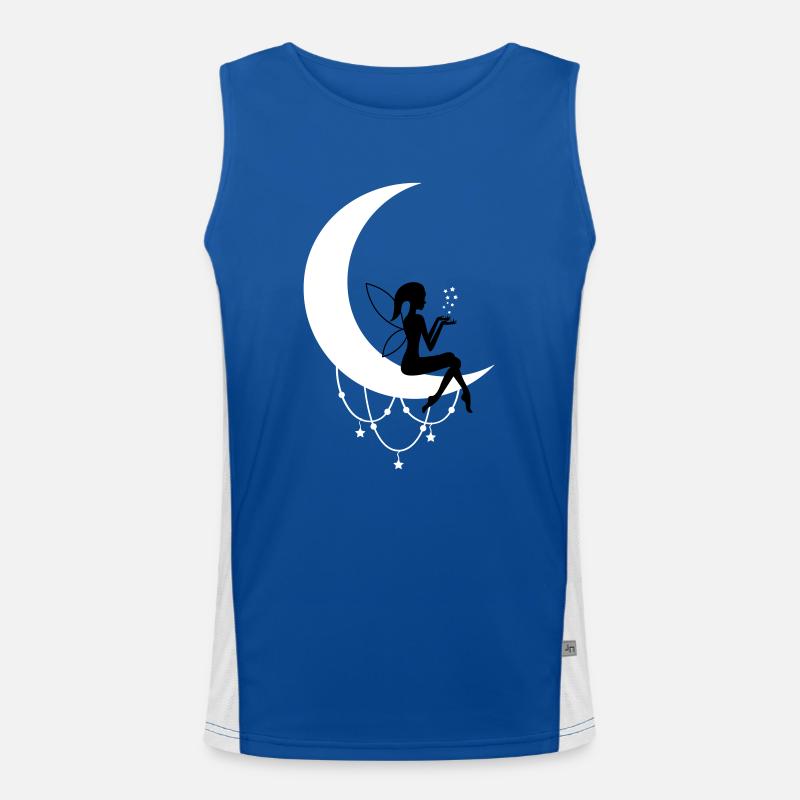Fairy Elf Crescent Moon Fantasy - Men's Functional Contrast Tank Top  - royal/white