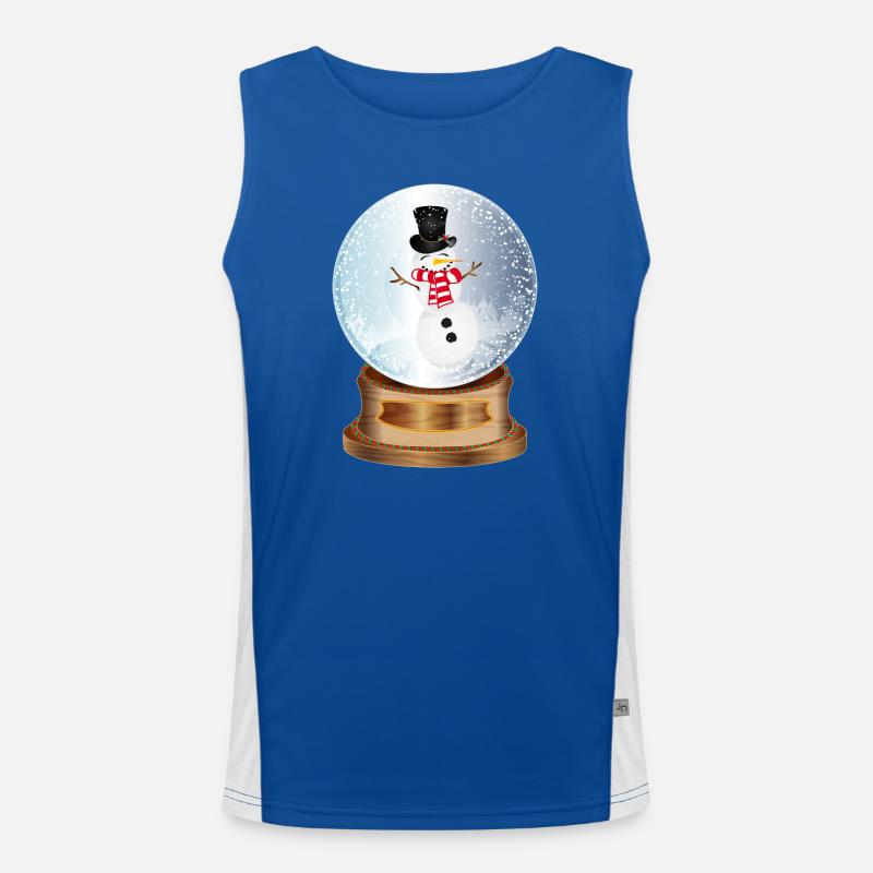 schöne nostalgische Schneekugel mit Schneemann Funktionelles Kontrast-Tank Top für Männer 