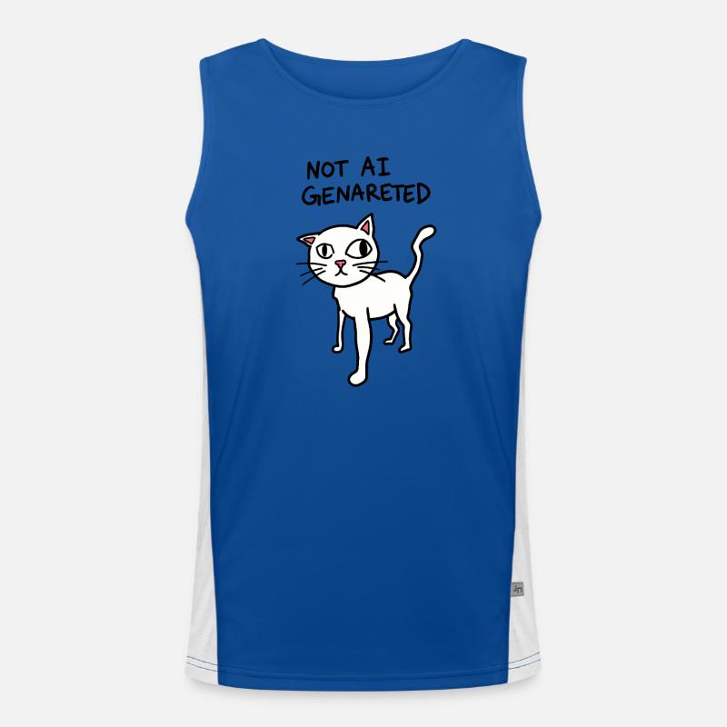 Pas généré par IA - Meme de chat bizarre - Satire IA Débardeur respirant contrasté Homme 