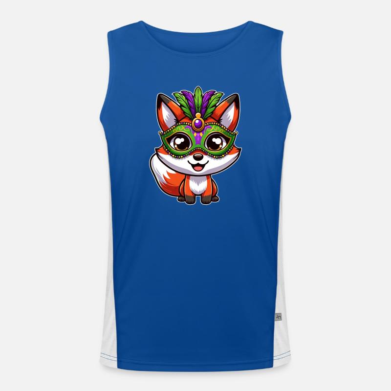 Mardi Gras Fox Mask - Men's Functional Contrast Tank Top  - royal/white