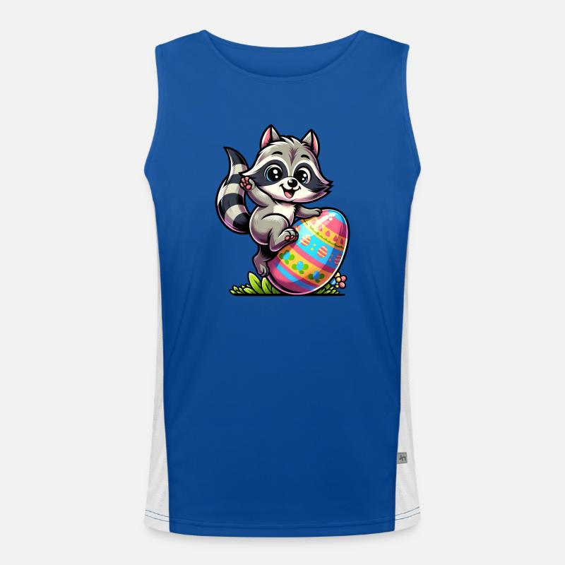 Easter Raccoon Easter Egg - Men's Functional Contrast Tank Top  - royal/white