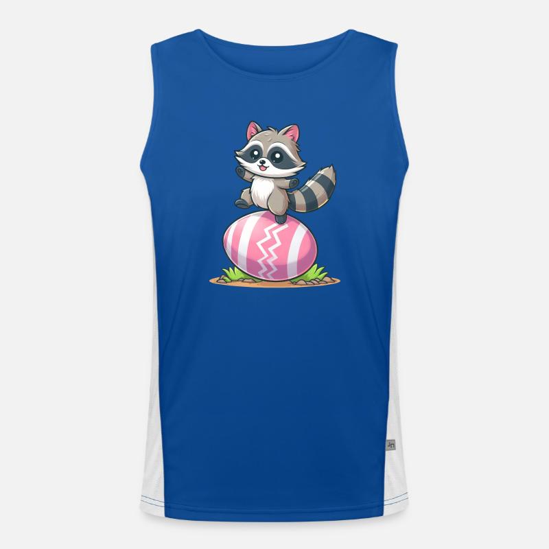 Easter Raccoon Easter Egg - Men's Functional Contrast Tank Top  - royal/white