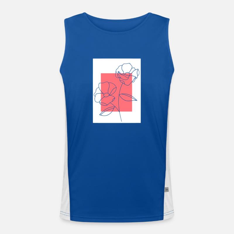 LinienBlumen7 Funktionelles Kontrast-Tank Top für Männer 