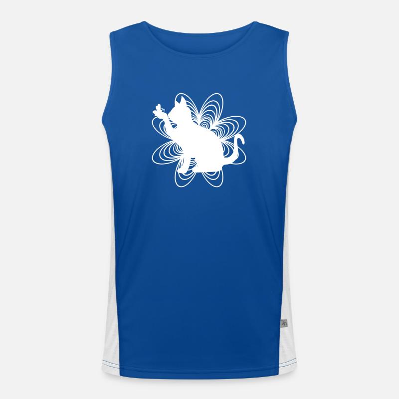 Cat White - Men's Functional Contrast Tank Top  - royal/white