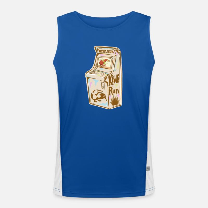 Kiwi Run Arcade Retro Funktionelles Kontrast-Tank Top für Männer 