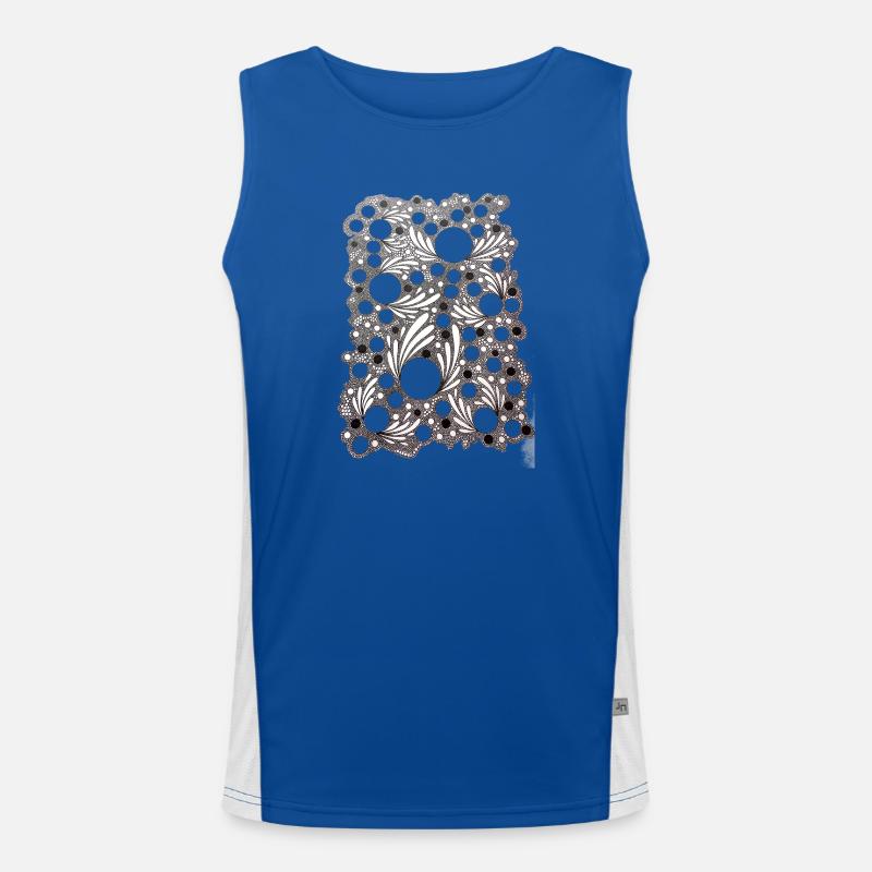 Leaf Blowing Lace Pattern - Men's Functional Contrast Tank Top - royal/white