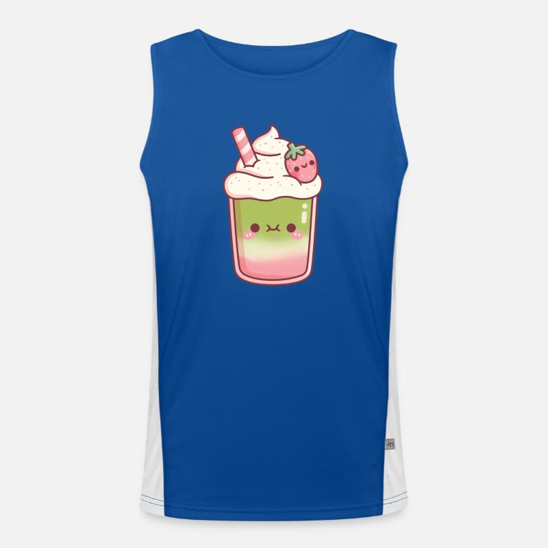 Süßer Eiskaffer Matcha Erdbeer-Latte Funktionelles Kontrast-Tank Top für Männer 