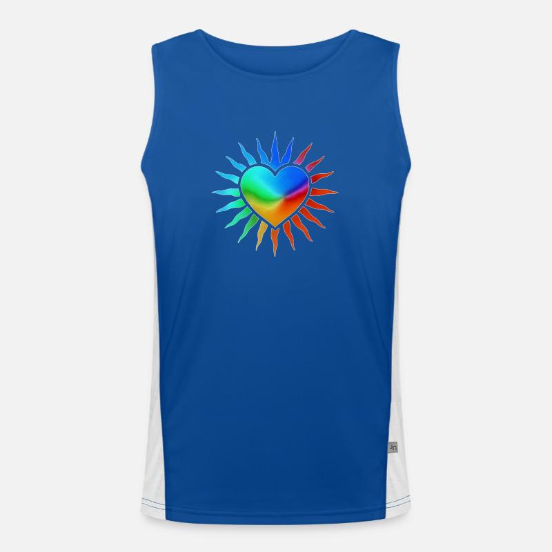Rainbow Heart with Sun Rays Men's Functional Contrast Tank Top 
