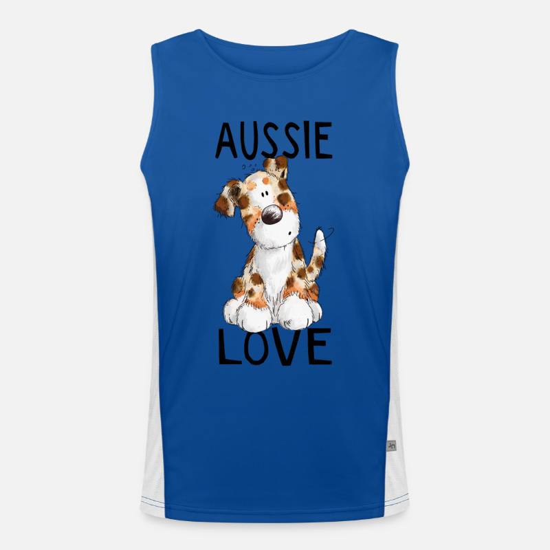 I Love Aussie - Australian Shepherd - Geschenk Funktionelles Kontrast-Tank Top für Männer 