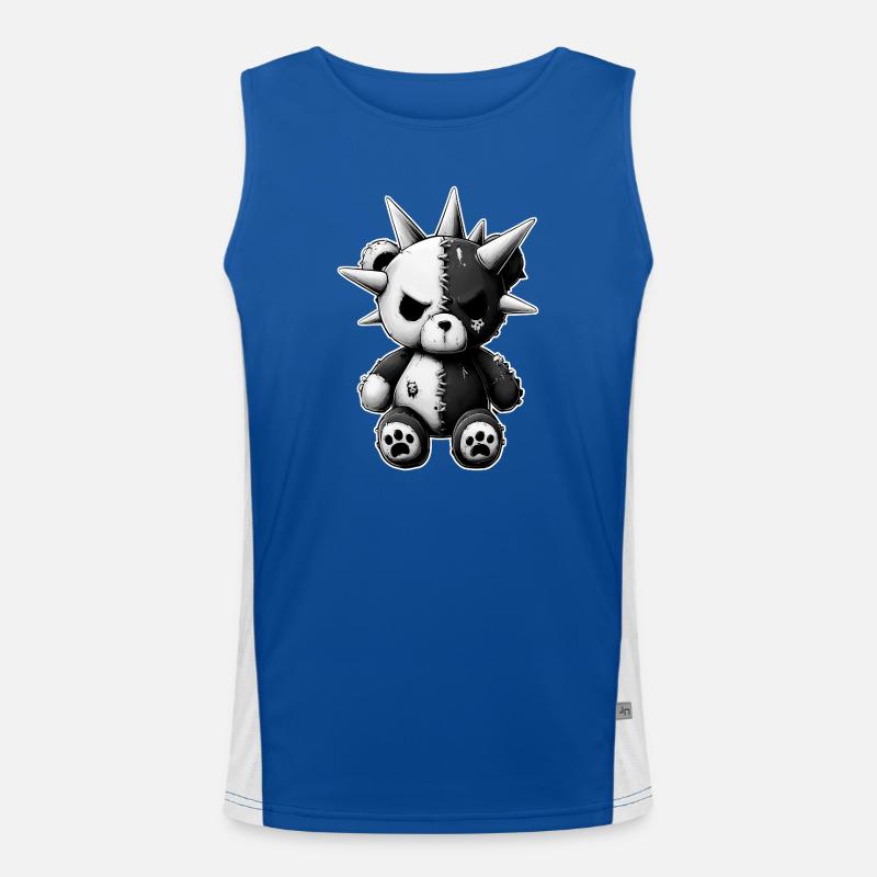 Split Skull Plush Bear Punk - Men's Functional Contrast Tank Top - royal/white