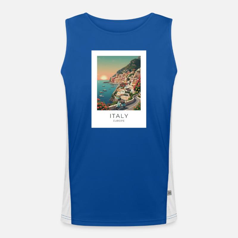 Italia Coastal Magic Motorcycle - Men's Functional Contrast Tank Top  - royal/white