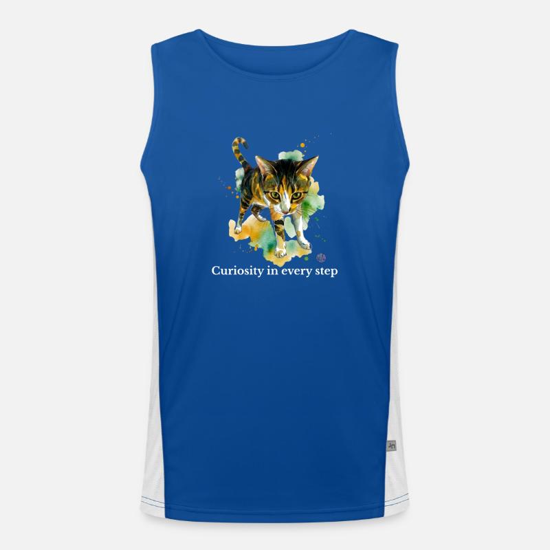 Curious Cat Watercolor Steps Men's Functional Contrast Tank Top 