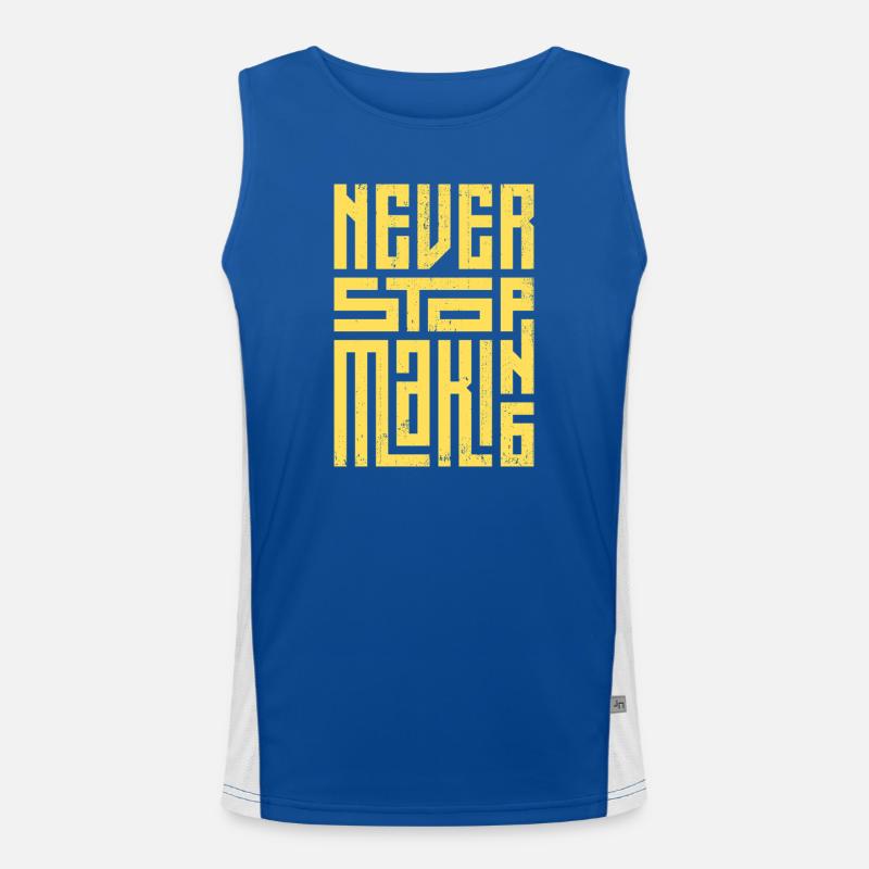 Never Stop Making - Men's Functional Contrast Tank Top  - royal/white