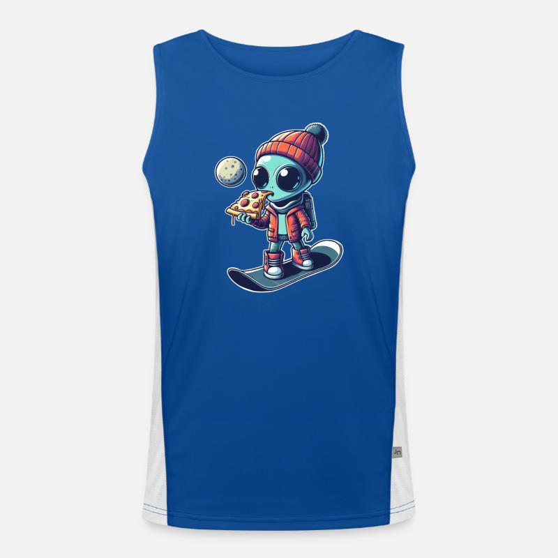 Süßes Comic Alien Snowboard Snowboarder Funktionelles Kontrast-Tank Top für Männer 