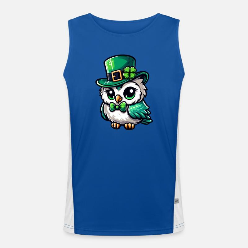 Süße Comic SchneeEule St. Patrick's Day Design Funktionelles Kontrast-Tank Top für Männer 