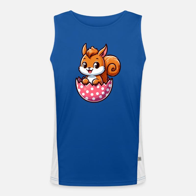 Süßes Eichhörnchen mit Osterei Comic Design Funktionelles Kontrast-Tank Top für Männer 