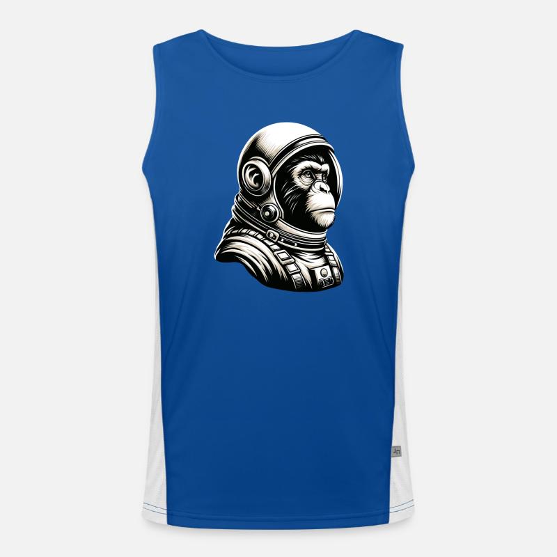 Nachdenklicher Affen-Astronaut Kosmos Funktionelles Kontrast-Tank Top für Männer 