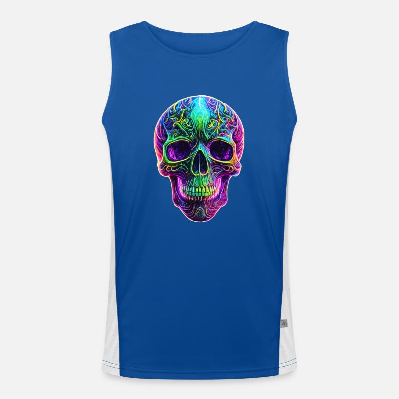 Neonfarbener, bunter Totenkopf Funktionelles Kontrast-Tank Top für Männer 
