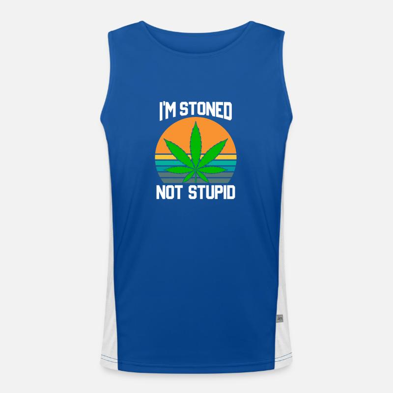 Je suis lapidé pas stupide Marijuana Drôle Weed T-Shirt Débardeur respirant contrasté Homme 