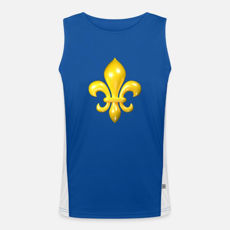Gelbe Fleur de Lys Funktionelles Kontrast-Tank Top für Männer 
