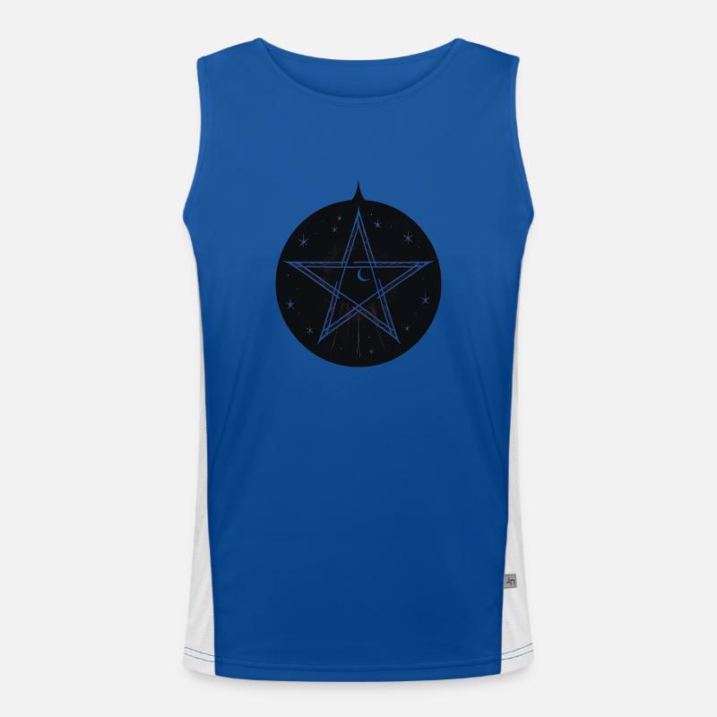 Magisches Pentagramm mit Sternen und Mond Funktionelles Kontrast-Tank Top für Männer 