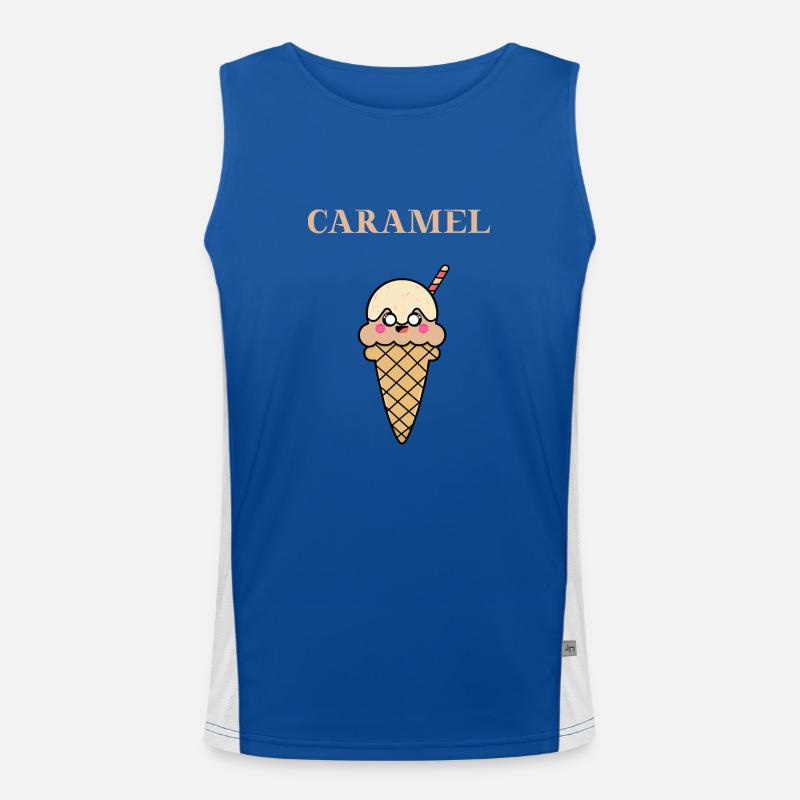 Caramel Karamell Eis Eiscreme Geschenkidee süß Funktionelles Kontrast-Tank Top für Männer 