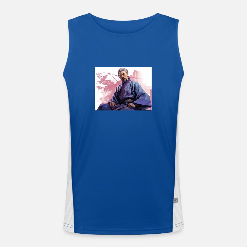 Japan Samurai sitzend Stark Funktionelles Kontrast-Tank Top für Männer 