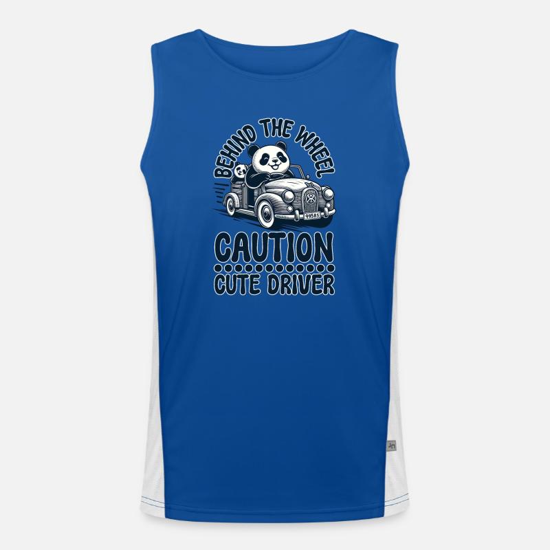 Panda Behind the Wheel – Caution: Cute Driver! Men's Functional Contrast Tank Top 