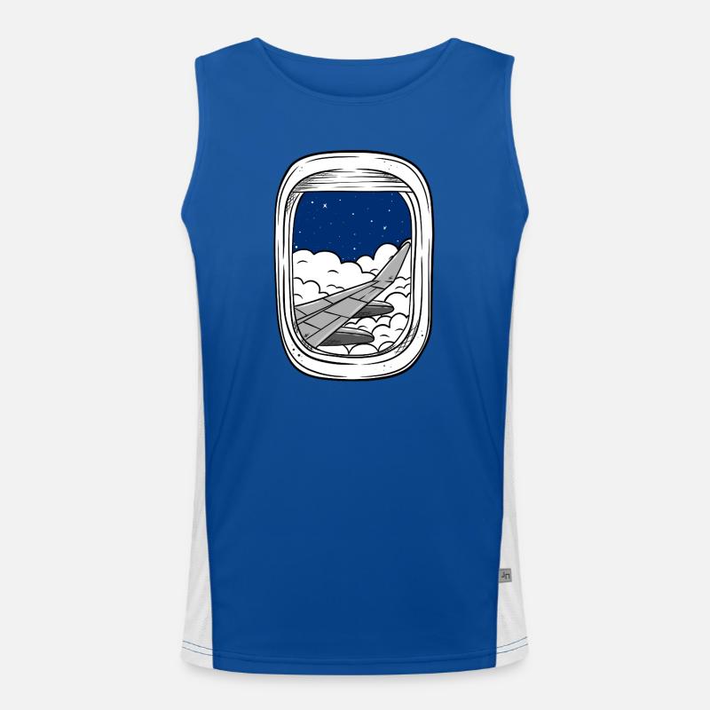 Night flight over cloud windows - Men's Functional Contrast Tank Top  - royal/white