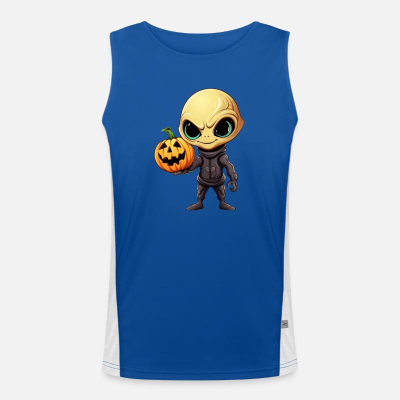 Halloween Alien mit Kürbis Funktionelles Kontrast-Tank Top für Männer 