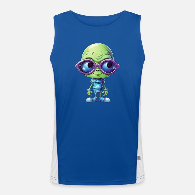 Nerdiges Alien mit Brille Funktionelles Kontrast-Tank Top für Männer 
