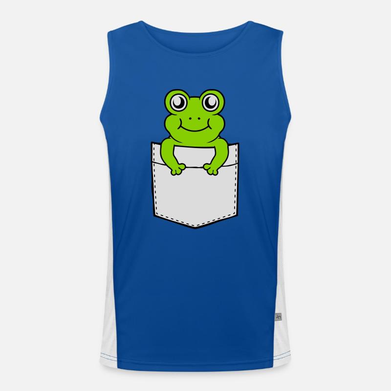 Poche de poitrine petite grenouille douce Débardeur respirant contrasté Homme 