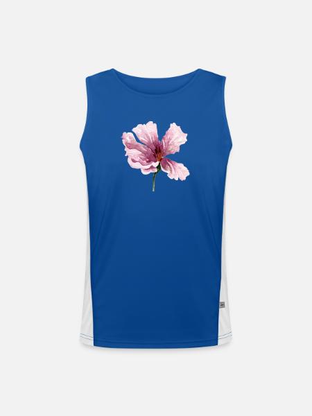 fleur rose - Débardeur respirant contrasté Homme  - bleu/blanc - Devant