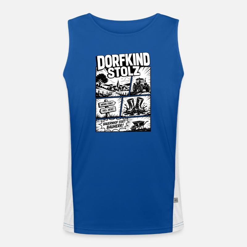 Dorfkind Stolz Landleben Comic Design Funktionelles Kontrast-Tank Top für Männer 